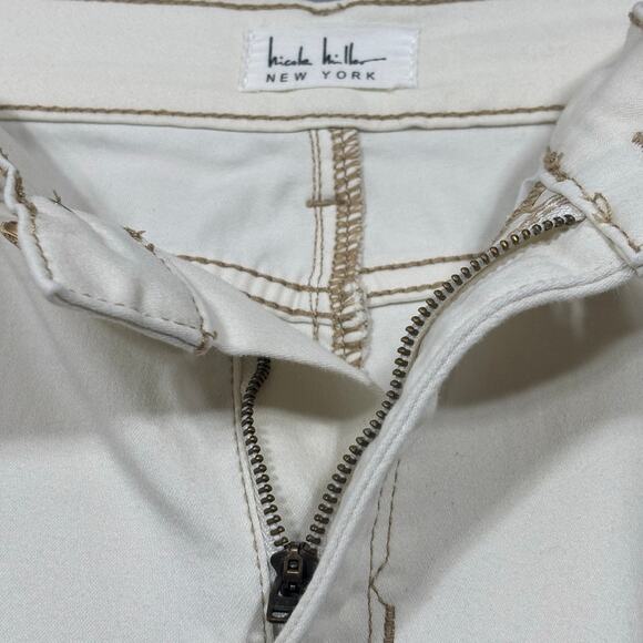 Nicole Miller SOHO High Rise Ankle Skinny Cargo Denim Stretch Sz 12 White Cream - Picture 3 of 10